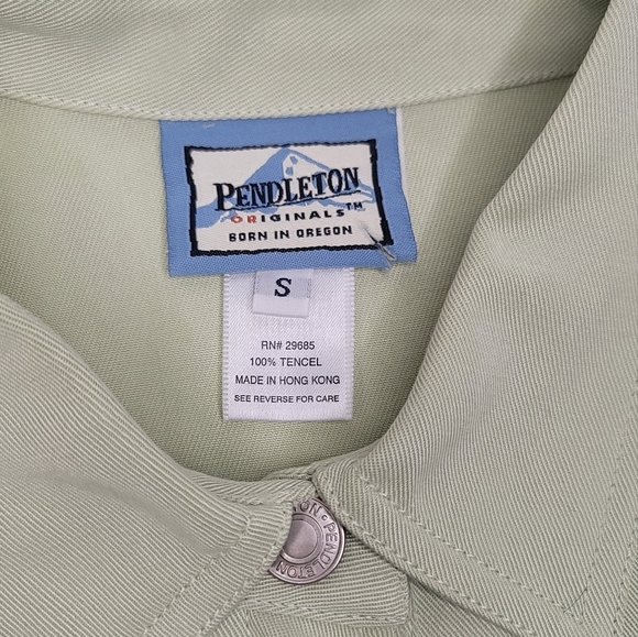 Pendleton 100% Tencel Shacket Shirt Jacket Light Green Size Small - Picture 6 of 9